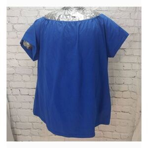 Roamans Women's Size 2X Royal Blue Off Shoulder Blouse